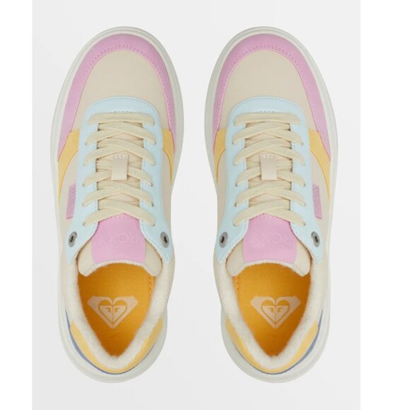 Roxy Carver Sneakers Size 6.5 Platform Parchment Multi Colorblock Low Top Laceup - Picture 7 of 11